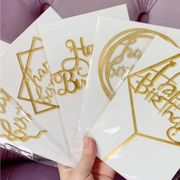 5 pieces cake decor gold metallic for birthday celebration - Picture 3 of 3